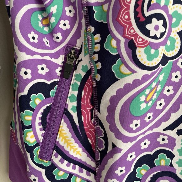 Peter Millar Quarter Zip Performance Pullover Womens XS Purple Paisley Golf - Picture 7 of 8